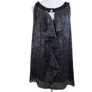 Alyx NWT Black Silver Metallic Halter Blouse Sleeveless Lined Party Top Sz L